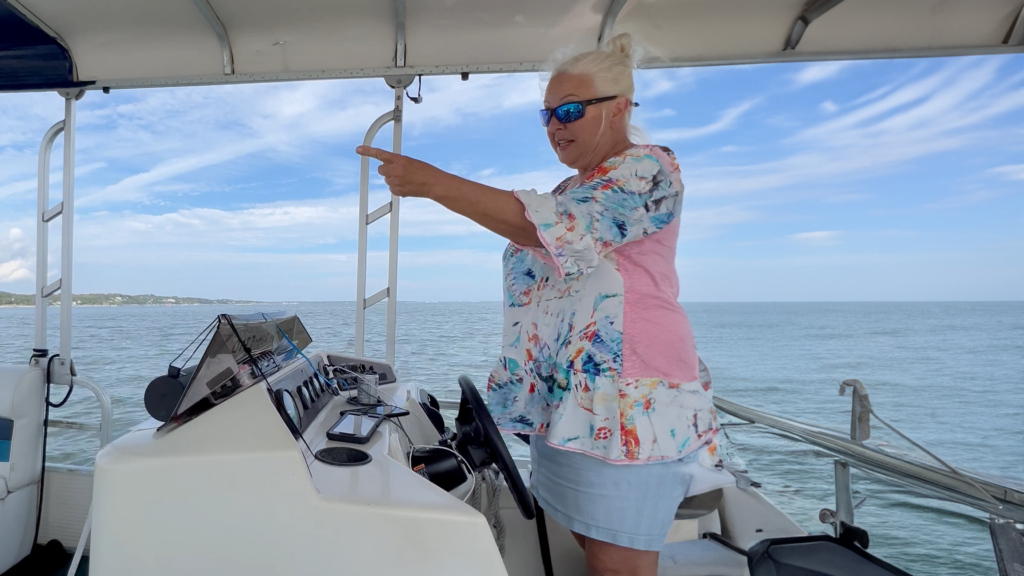 Captain Denise Kleiner on board the Rum Barge